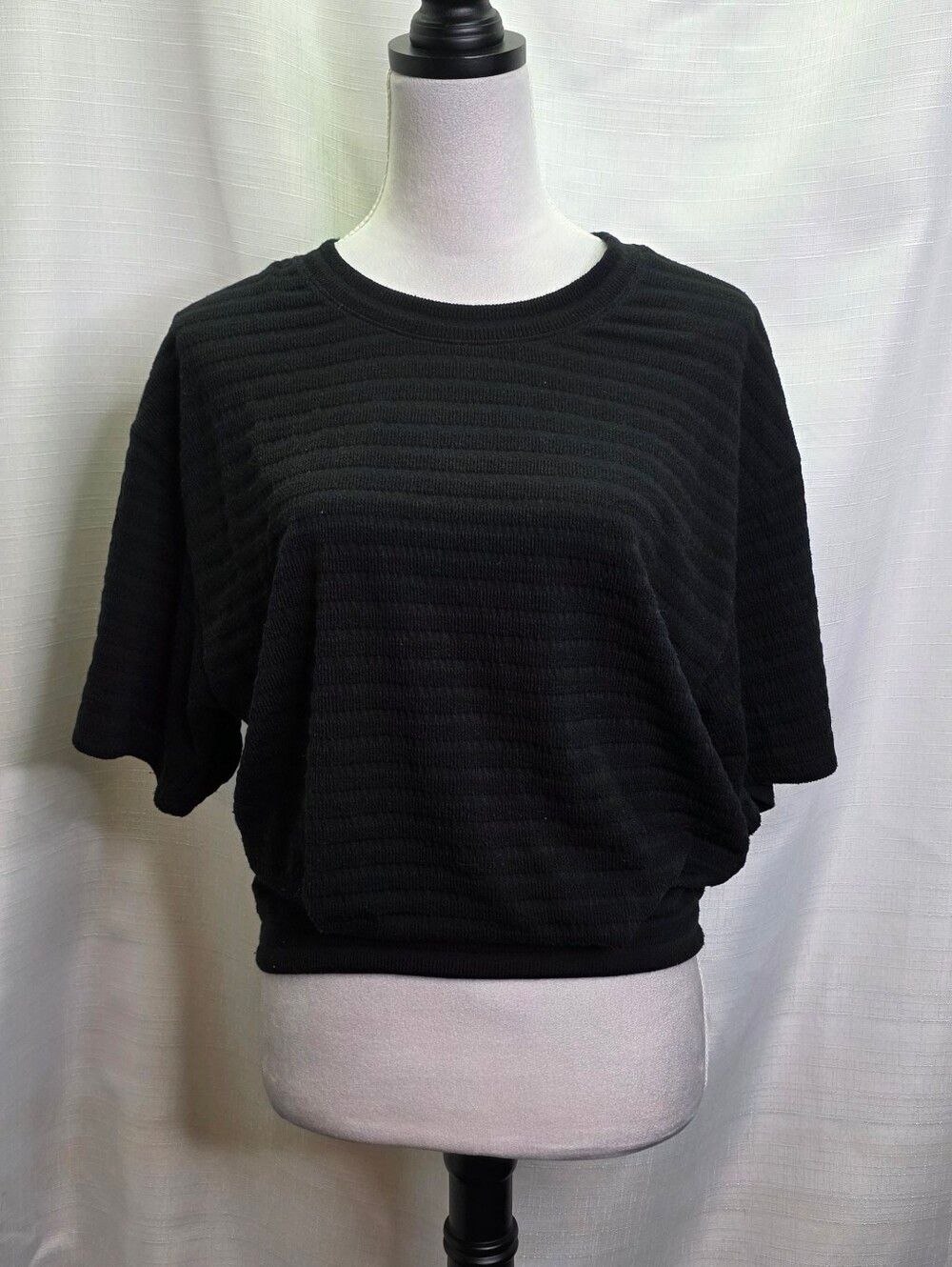 LNA Clothing Black Ribbed Short Sleeve Top Size Small